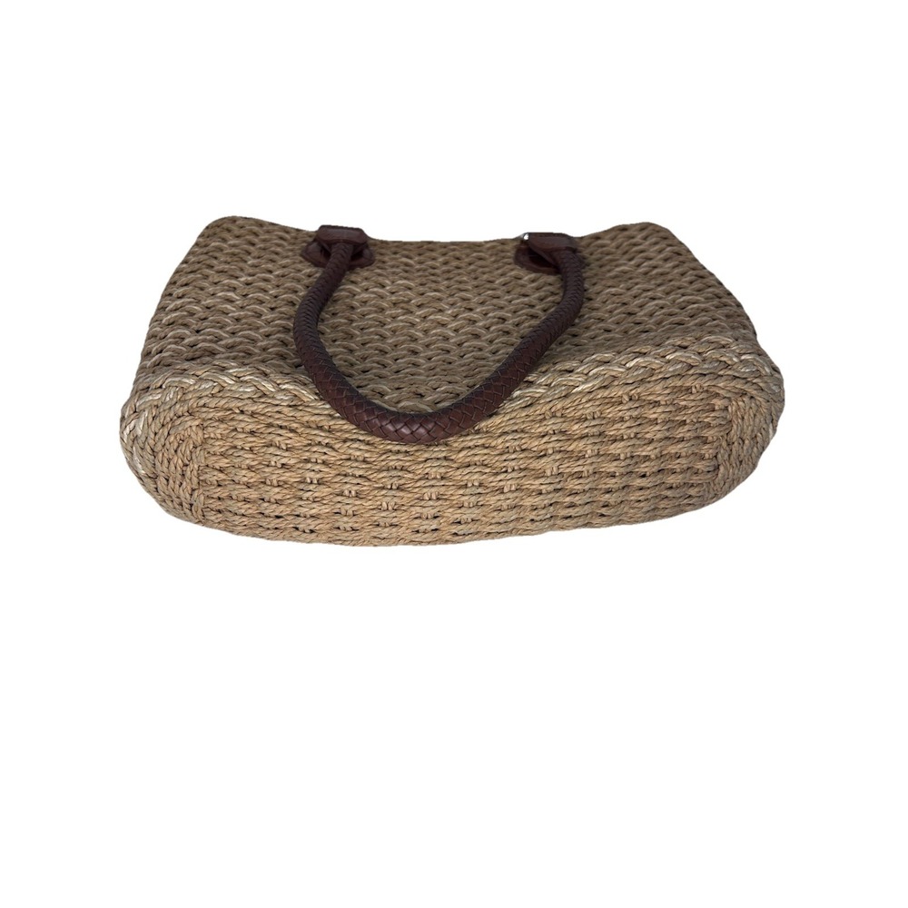 Brighton Woven Jute Rope Shoulder Tote Bag Leather Strap Tan Brown Boho Beach - Picture 7 of 14